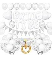 White Bachelorette Party Decorations, White Bride To Be Bridal Shower Balloons Decorations, Silve...