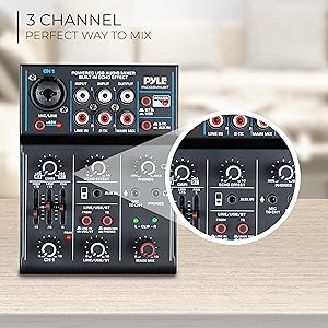 Professional Wireless DJ Audio Mixer - 3-Channel Bluetooth DJ Controller Sound Mixer w/USB Audio