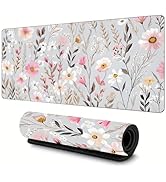 Jhdstore Extended Flower Mouse Pad(31.5 * 11.8 * 0.12 inch) with Stitched Edges Large Floral Mous...