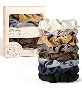 Satin Scrunchies for Ponytails Buns, 8 Pack No Crease Satin Hair Ties for Sleeping Overnight Wear...