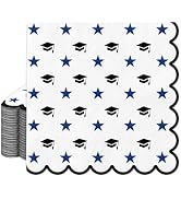 FYSUIMU 100 Pcs Graduation Cap Paper Napkin Scalloped Disposable Luncheon Napkins Congrats Grad B...