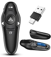 2-in-1 USB Type C Presentation Clicker Wireless Presenter Remote Clicker for PowerPoint Presentat...