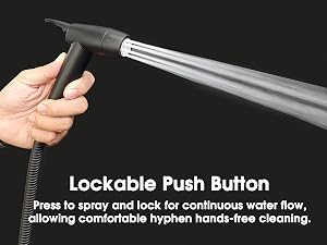 lockable push button handheld bidet sprayer continuous water flow control