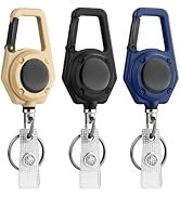 Retractable Keychain Badge Holder Reel 3 Pack, Heavy Duty Carabiner Badge Holder, Extendable Key ...