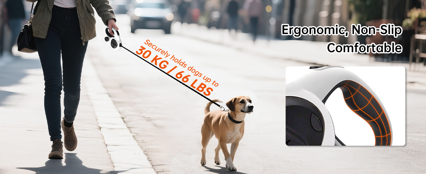 16Ft Retractable Dog Leash with LED Light, Heavy Duty Dog Leash