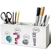ELMCH Funny Teacher Pen Pencil Holder, English Teacher Gifts Wood Desk Organizer and Accessories,...