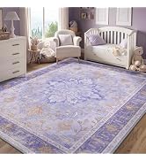 RELEANY Area Rugs 5'x7' Washable Non-Slip, Floral Vintage Distress Print Pattern Medallion Carpet...