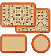 Silicone Baking Mat Sheets Set, Easy Clean &amp;Non-Stick Food Grade Reusable Baking Mats, 2 Half She...