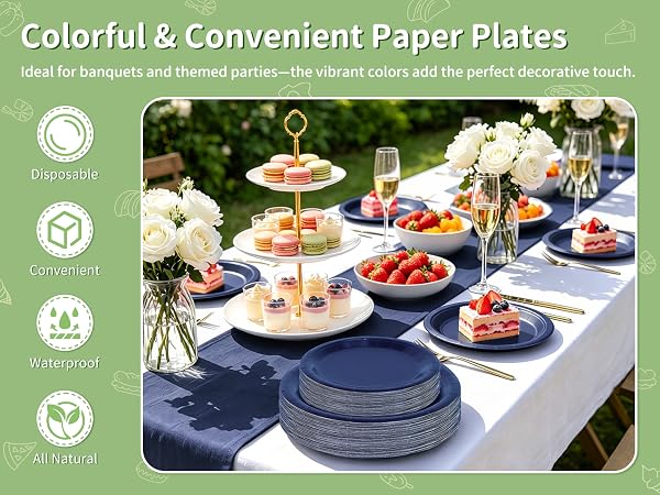 paper plates navy blue