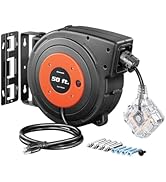 DEWENWILS 50 FT Retractable Extension Cord Reel, 14/3C SJTOW Heavy Duty Power Cord with New Twist...