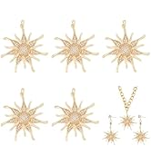 DICOSMETIC 5Pcs 18K Gold Plated Sun Charms Cubic Zirconia Sun Pendants Celestial Charms with Jump...