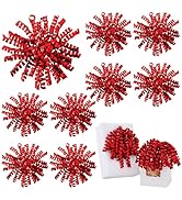 TONIFUL 6 Inch Red Shiny Curly Ribbon Bows 8 Counts Self-Adhesive Gift Bows for Gift Wrapping, Bo...