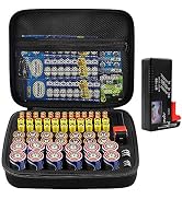 Comecase Hard Battery Organizer Storage Box Carrying Case Bag - Holds 80 Batteries AA AAA C D - -...