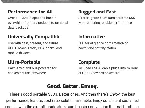 BUS POWERED EXTRENAL STORAGE BACKUP SSD HARD DRIVE MAC PC USB-C USB4 THUNDERBOLT PORTABLE RUGGED 