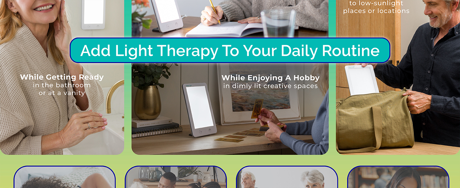 uv-free, light therapy lamp, full spectrum, brightness settings, countdown timer, slim, thin, bright