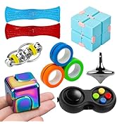 Sensory Fidget Toys Set 8 Pack for Kids Adults with Fidget Spinner, Infinity Cube, Magnetic Rings...