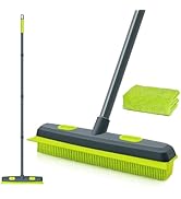 TidyBliss Pet Hair Removal Broom, 55 inches Rubber Brush Carpet Rake with Silicone Squeegee, Fur ...