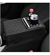 Leather Center Console Cover with Cup Holder,Booster Arm Rest Cover for Car Middle Console Cover ...