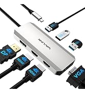 USB C Docking Station, Docking Station Quad Monitors with Dual HDMI,DP,VGA,3* USB-A2.0 for Wirele...