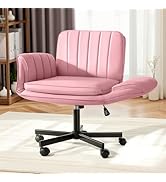 VENDORZ Criss Cross Chair with Wheels &amp; Armrests, Criss Cross Office Swivel Chair, PU Leather Van...