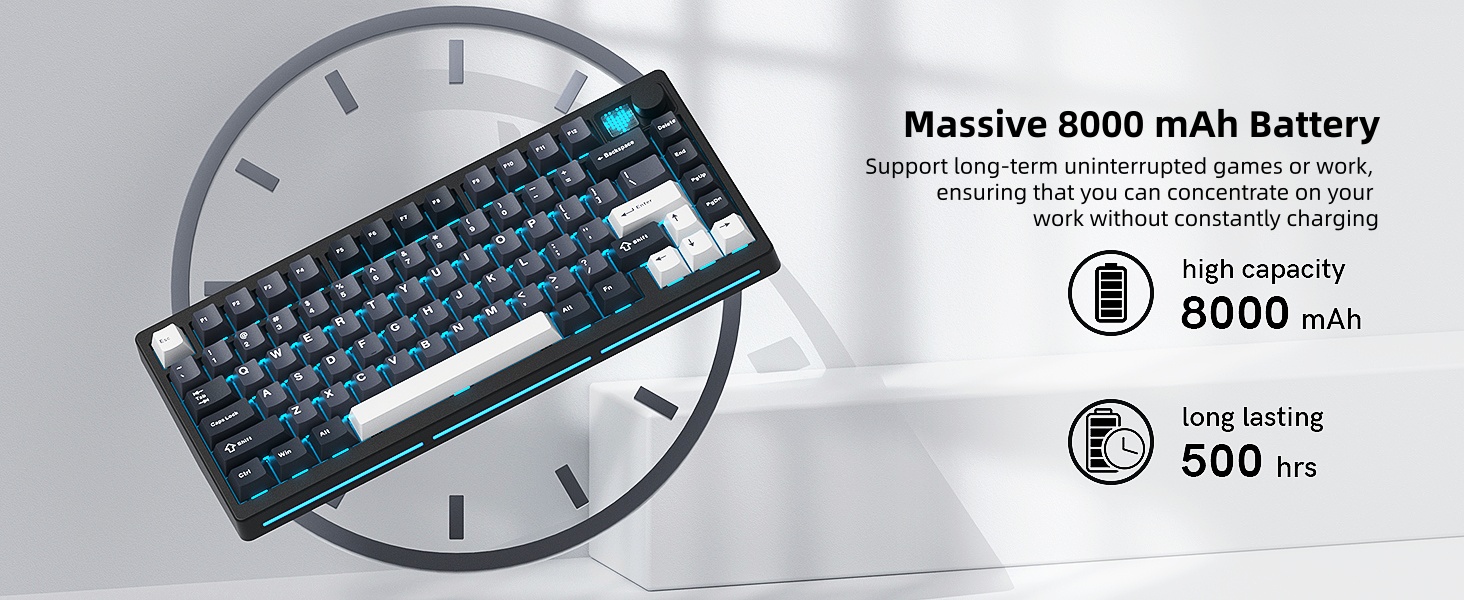 75% Wireless Mechanical Gaming Keyboard Bluetooth 5.0/2.4GHz/USB C Thocky Creamy Keyboard