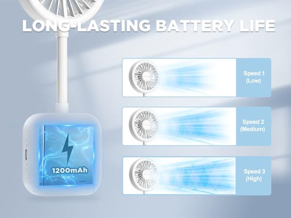 Long-Lasting battery life high-capacity battery fan