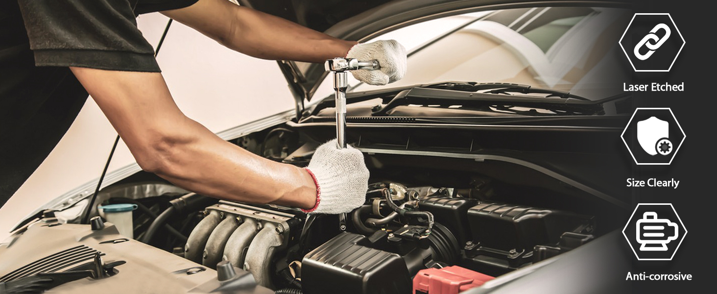 44Pcs 3/8” Drive Impact Socket Set, Drive Master Socket Set,Drive Bit Set Extension