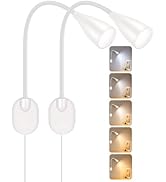 2 Pack LED Wall Mounted Bedside Reading Light, 3 Color Modes,10 Brightness Dimmable, USB Charging...