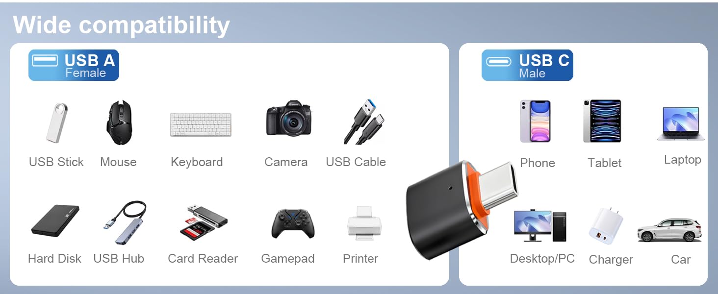 USB C to USB Adapter USB C Male to USB 3.0 Female OTG Adapter