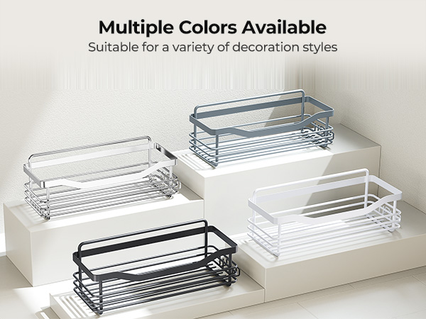 No Drilling Wall Mount Adhesive Rust Proof Stainless Steel Shower Organizer with Hooks for Bathroom