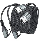 USB to USB C Cable 10ft Right Angle, 3A Fast Charging 90 Degree Long Type C 2.0 Data Transfer Cor...