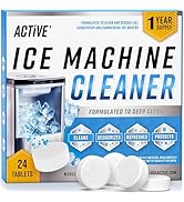 ACTIVE Ice Machine Cleaner Maker Descaler - 24 Clean Tablets Compatible with Frigidaire, Opal, GE...