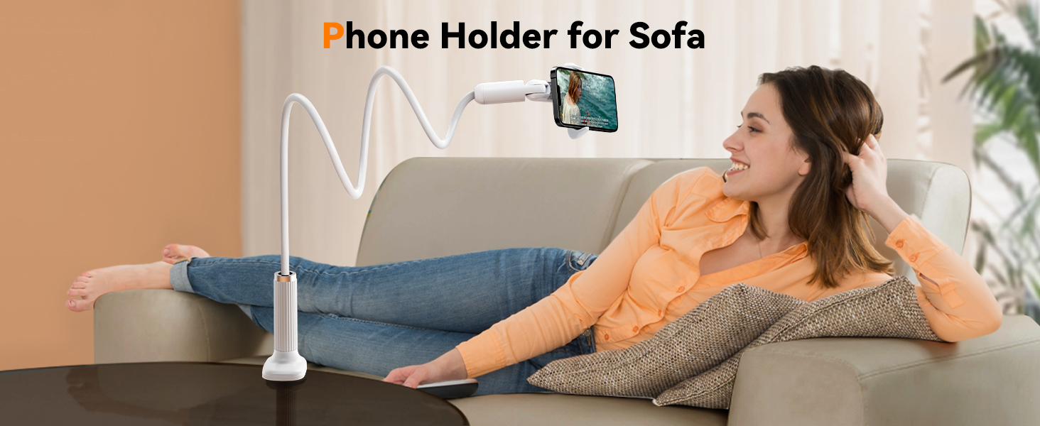 Gooseneck Cell Phone Stand with Clamp Mount for Sofa