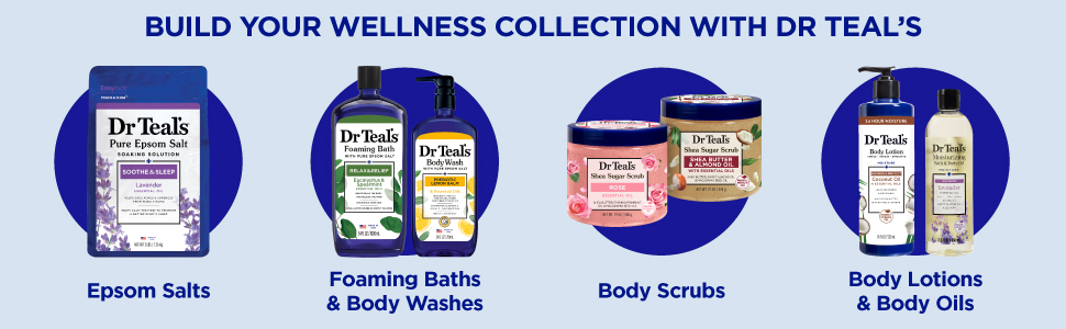 Epsom salts, foaming baths, body washes, body scrubs, body lotions &amp;amp; body oils