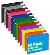 HERKKA Hanging File Folders, 60 Pack Reinforced Letter Size Hanging Folders with Heavy Duty 0 Inc...