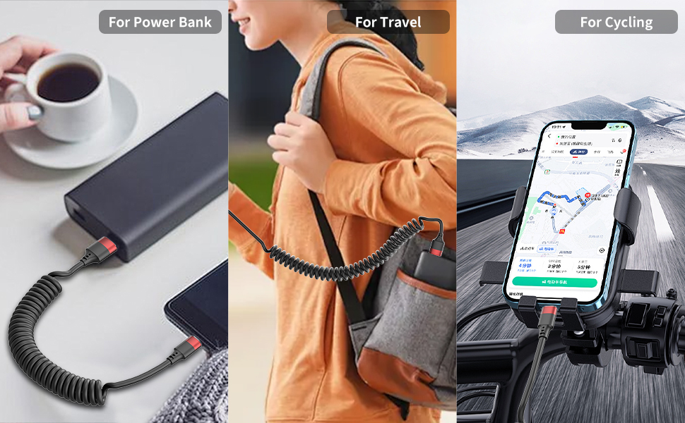 coiled usbc to lightning cable