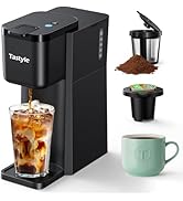 Tastyle Mini Hot and Iced Coffee Maker Single Serve, for K Cup and Ground, 6 to 14 Oz Brew Sizes,...
