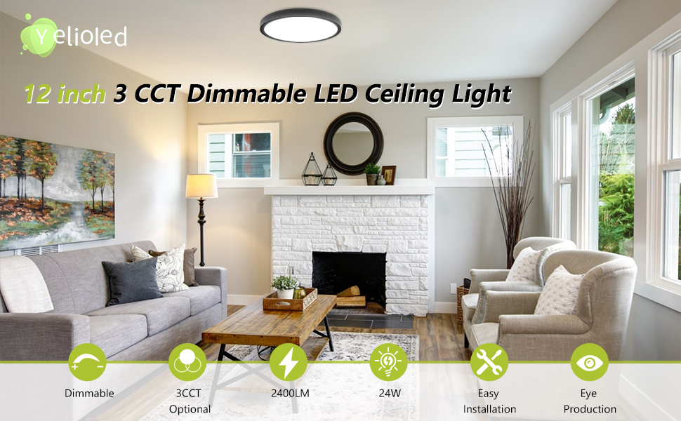 12inch led ceiling light black