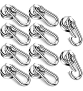 FINDMAG 10 Pack Strong Neodymium Magnetic Hooks Heavy Duty with Swivel Carabiner, 50LBS Magnet Ho...