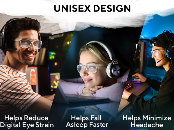 Glasses - Unisex Design - Reduce Digital Eye Strain - Fall Asleep Faster - Minimize Headache