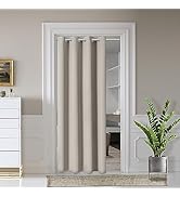 AOSKY Door Curtains for Doorway Privacy, Beige Grommet Closet Curtains for Bedroom, Door Window C...