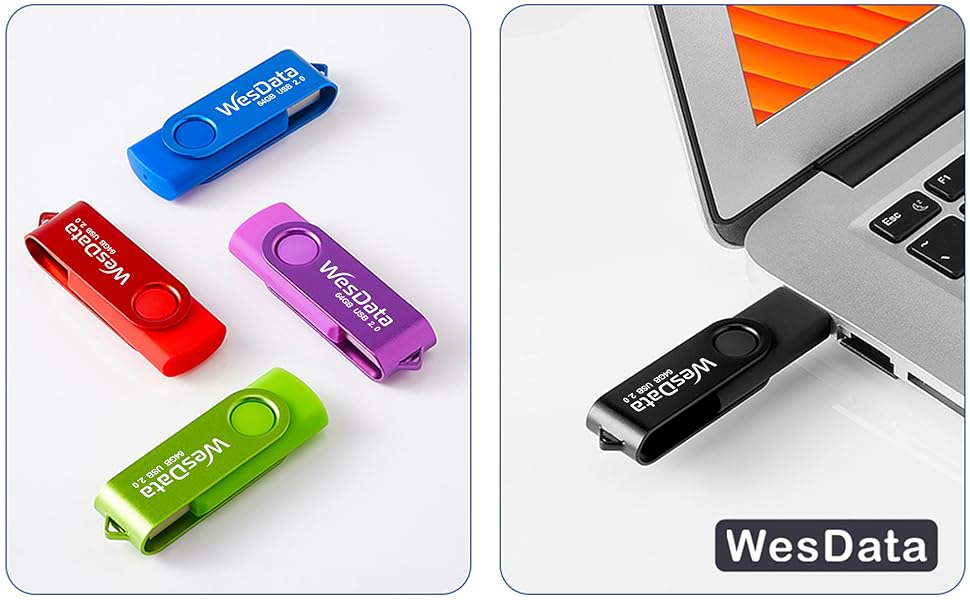 5 pack 64GB USB flash drives and 2 USB C adapters in a Case A-1