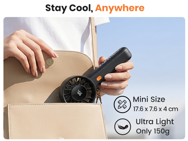 Mini Handheld Fan Ultra Light 150g Portable Pocket Fan Compact Size for Travel Commute &amp;amp; Makeup