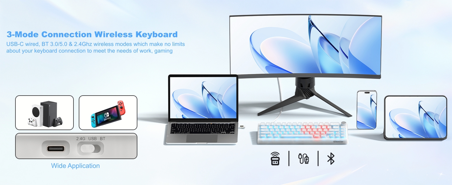 Wireless Mechanical Keyboard, 60% Percent Creamy Keyboard