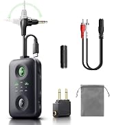 Bluetooth 5.4 Transmitter Receiver for Airplane/TV/Car/Speaker (Black 5 in 1)