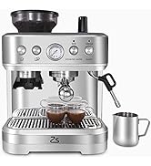 Zstar Espresso Machine with Milk Frother and Grinder, 15 Bar Automatic Espresso Coffee Machine Al...