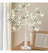 PEIDUO Money Tree, 22 Inch Gift Card Tree Holder with 6 Clips and 6 Greeting Cards, 24 Warm White...