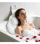 Extra Thick Petal-Shaped Bath Pillow for Head, Neck and Backrest, Extra Thick, Polyester, White, ...