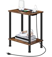 HOOBRO Side Table with Charging Station, Small End Table with USB Port and Outlet, Nightstand wit...