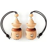 Car Air Freshener 2 Pack, Refillable Empty Glass Bottle Hanging Diffuser for Essential Oils, Car ...